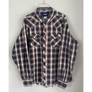 Vintage Wrangler Western Shirt Plaid Pearl Snap Buttons Men Size XXL Yellowstone